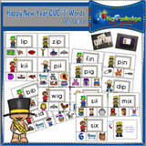 New Year's  CVC Words Clip Cards