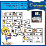 Summer Multiplication Clip Cards