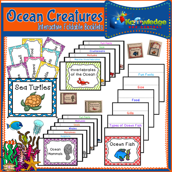 Ocean Creatures Interactive Foldable Booklets