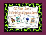 CVC Short Vowel Words QR Code Task Cards