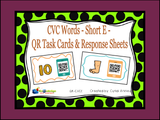 CVC Short Vowel Words QR Code Task Cards