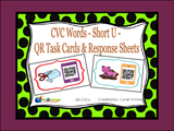 CVC Short Vowel Words QR Code Task Cards