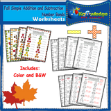 Seasons Simple Addition & Subtraction Number Bonds (1-10) Worksheets