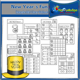 New Year's Kindergarten Math & Literacy Worksheets