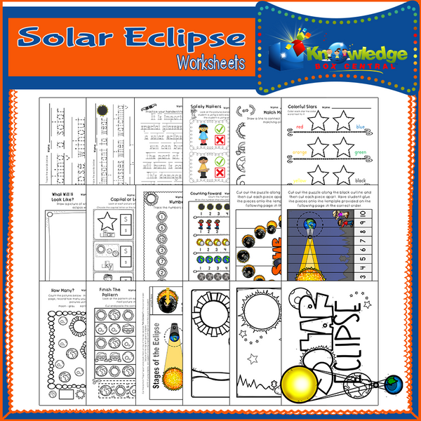Solar Eclipse Worksheets for PreK and Kindergarten