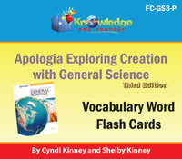 Apologia Exploring Creation With General Science 3rd Edition Vocabulary Words Flash Cards - PRINTED