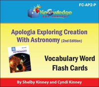 Apologia Exploring Creation with Astronomy 2nd Edition Vocabulary Word Flash Cards - PRINTED