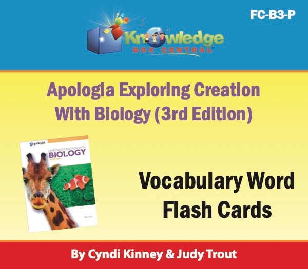 Apologia Exploring Creation With Biology 3rd Edition Vocabulary Flash Cards - PRINTED