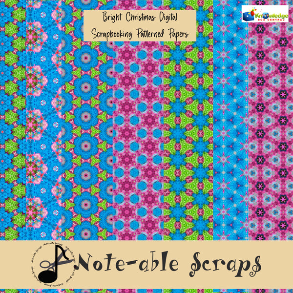 Bright Christmas Digital Scrapbooking Patterned Papers