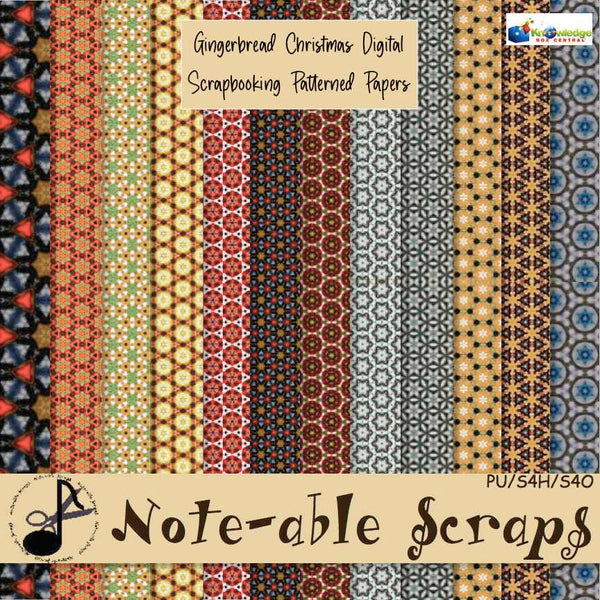 Gingerbread Christmas Digital Scrapbooking Patterned Papers