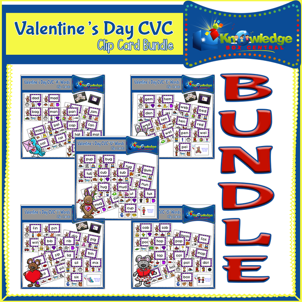 Valentine's Day CVC Words Clip Cards