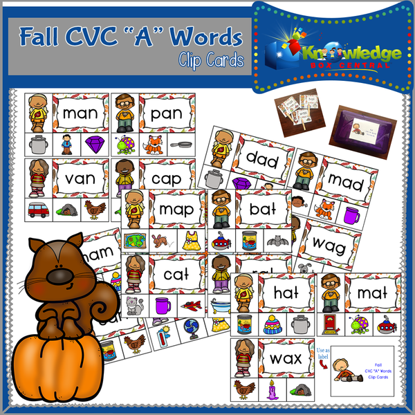 Fall CVC Words Clip Cards