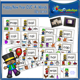 New Year's  CVC Words Clip Cards