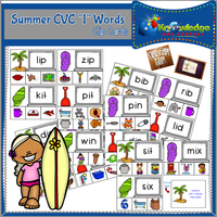 Summer  CVC Words Clip Cards
