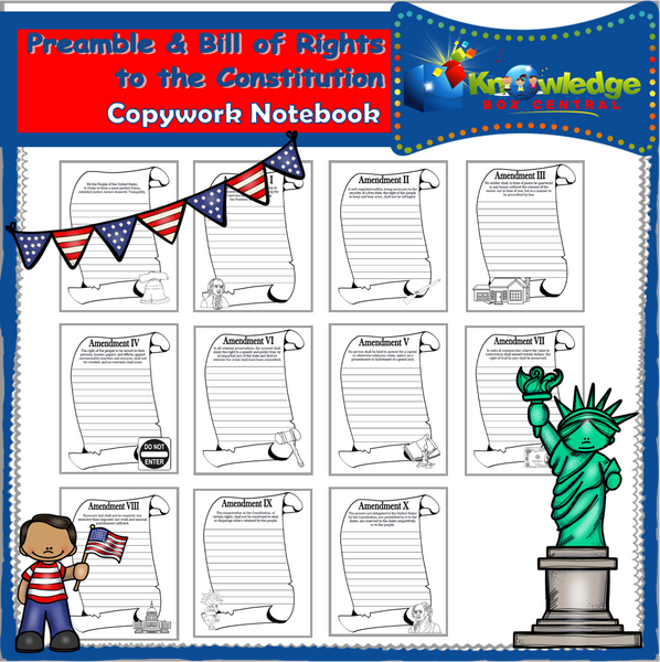 Preamble & Bill of Rights to the Constitution Copywork Notebook