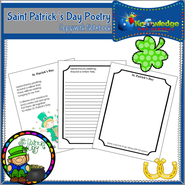 Saint Patrick's Day Poetry Copywork Notebook