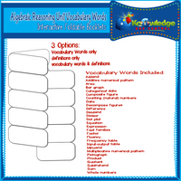 Algebraic Reasoning Unit Vocabulary Words Interactive Foldables