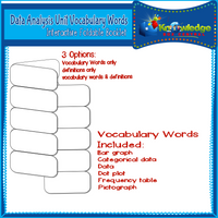 Data Analysis Unit Vocabulary Interactive Foldables for 3rd Grade