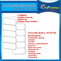 Personal Financial Literacy Unit Vocabulary Words Interactive Foldables for 3rd Grade