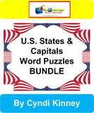 U.S. States & Capitals Word Puzzles