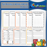 Fall Acrostics and Words in Words Worksheets